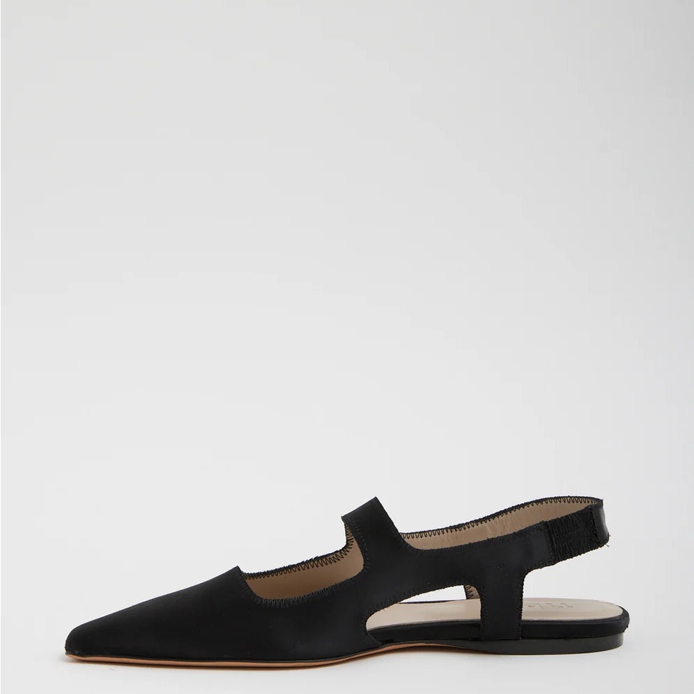 Tibi Malcolm Black Slingback Flats with Pointed Toe